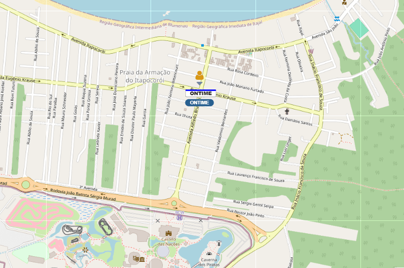 Mapa da Plataforma OnTime com rastreamento em tempo real